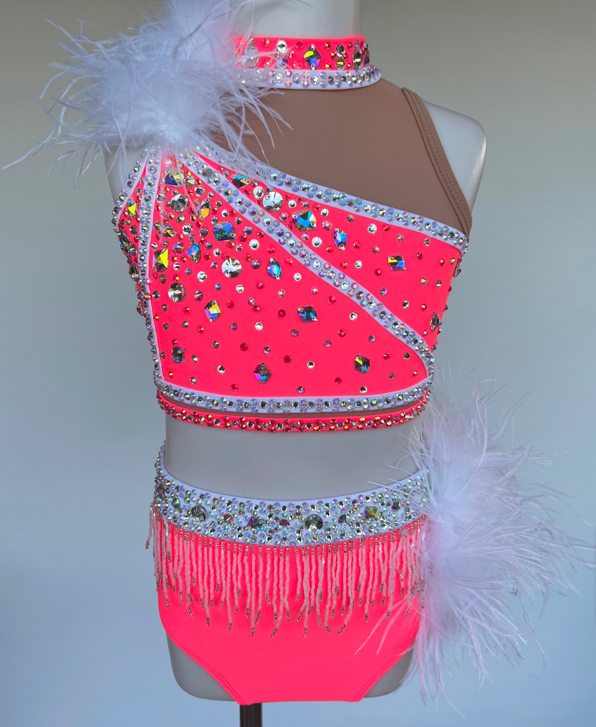 Jazz Dance Costumes 3024x2478 Size 10 | Coral & White Jazz Dance Costume – Sparkle Worldwide