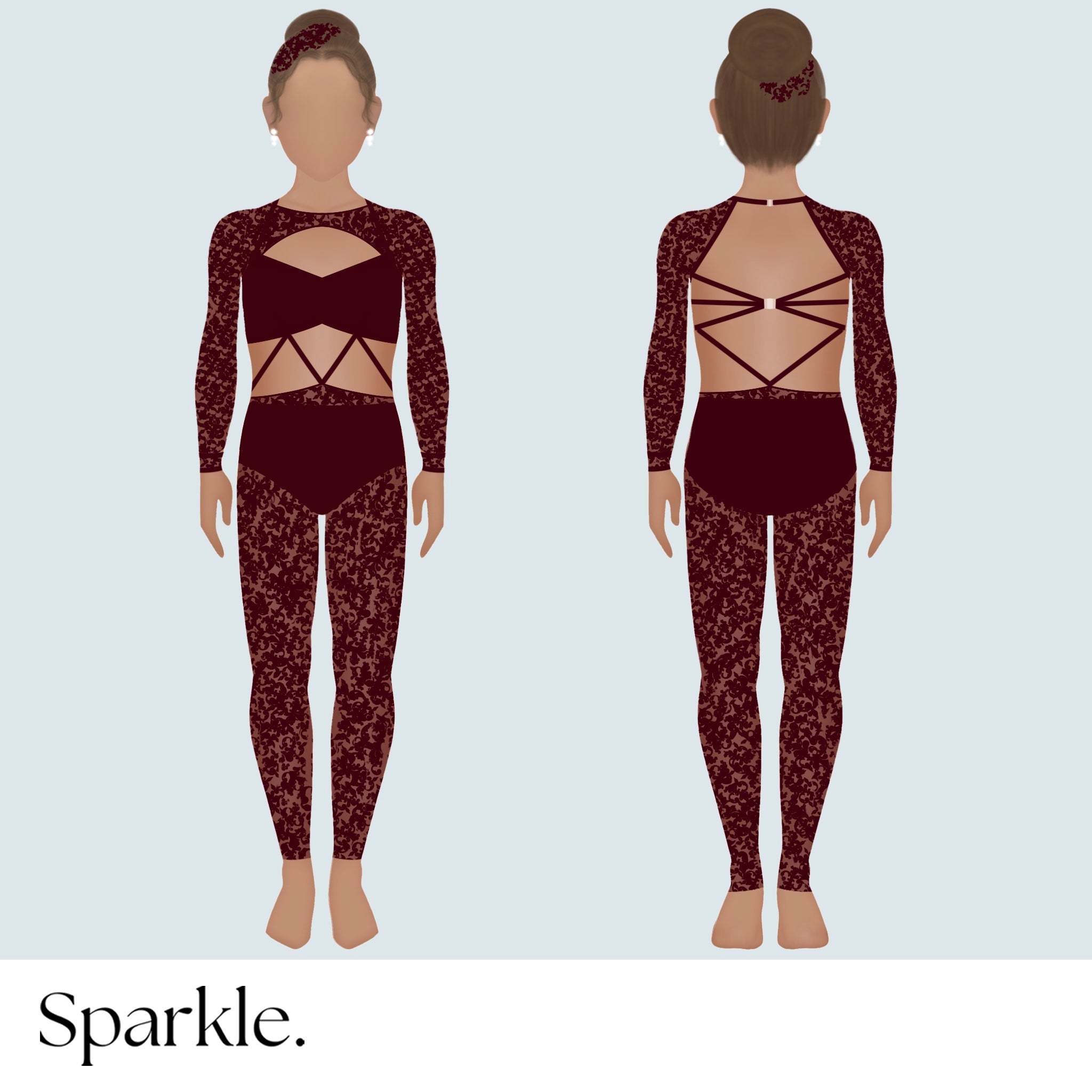 Aracely - Maroon Unitard - Sparkle Worldwide