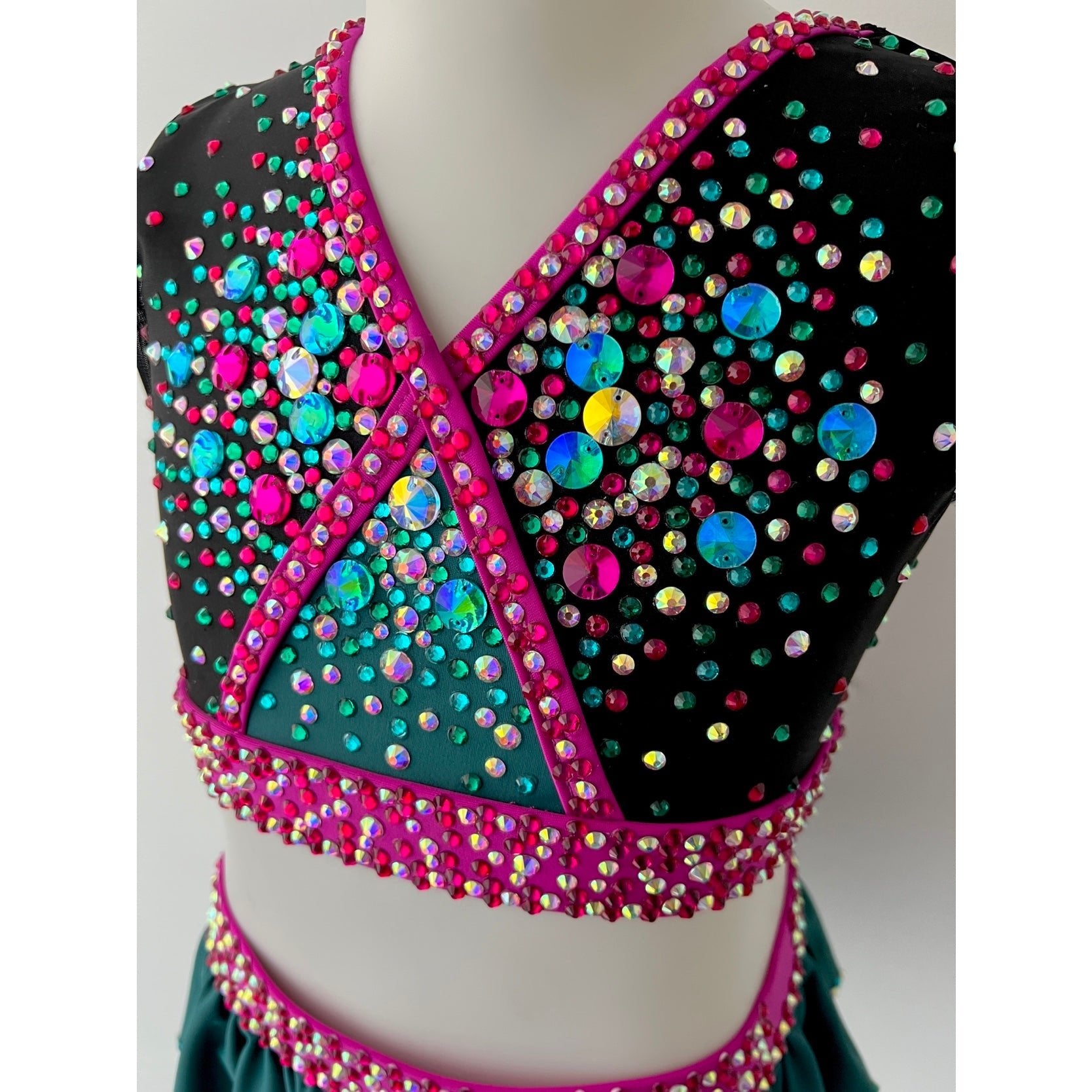 Child 10 | Black Fuchsia and Forest Jazz Dance Costume - Sparkle Worldwide