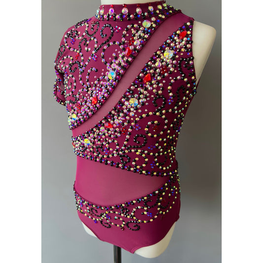 Child 10 | Intricate Maroon Contemporary Dance Costume - Sparkle Worldwide