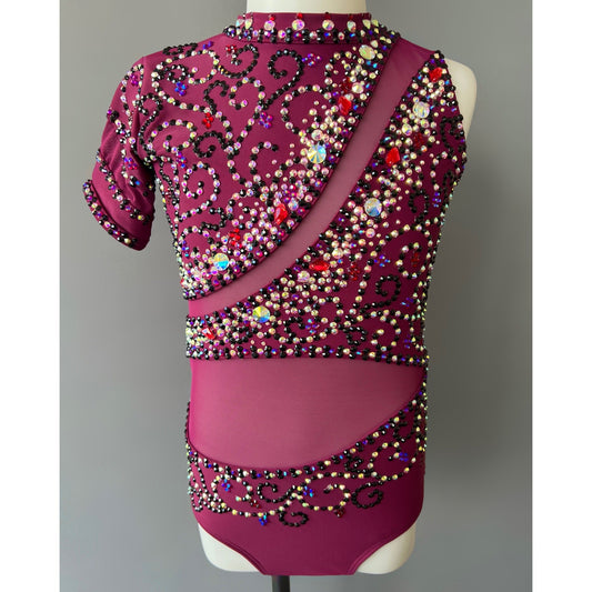 Child 10 | Intricate Maroon Contemporary Dance Costume - Sparkle Worldwide