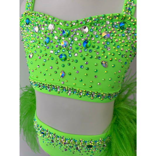 Child 10 | Neon Green Jazz Dance Costume - Sparkle Worldwide