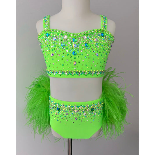 Child 10 | Neon Green Jazz Dance Costume - Sparkle Worldwide