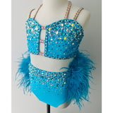 Child 10 | Turquoise Shimmer Jazz Dance Costume - Sparkle Worldwide