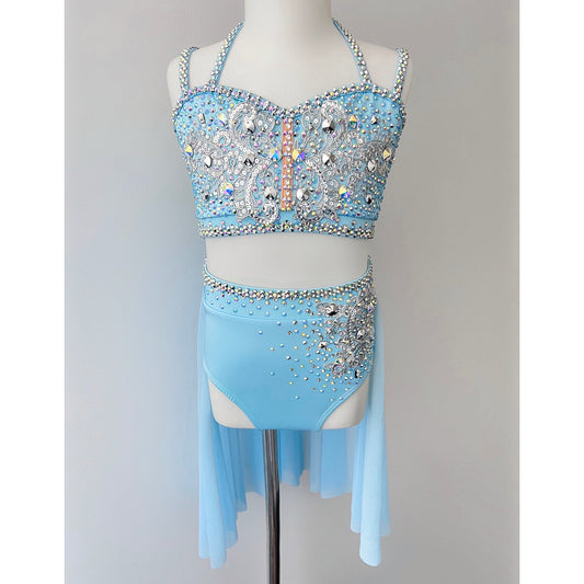 Child 12 | Pale Blue Lyrical Dance Costume - Sparkle Worldwide