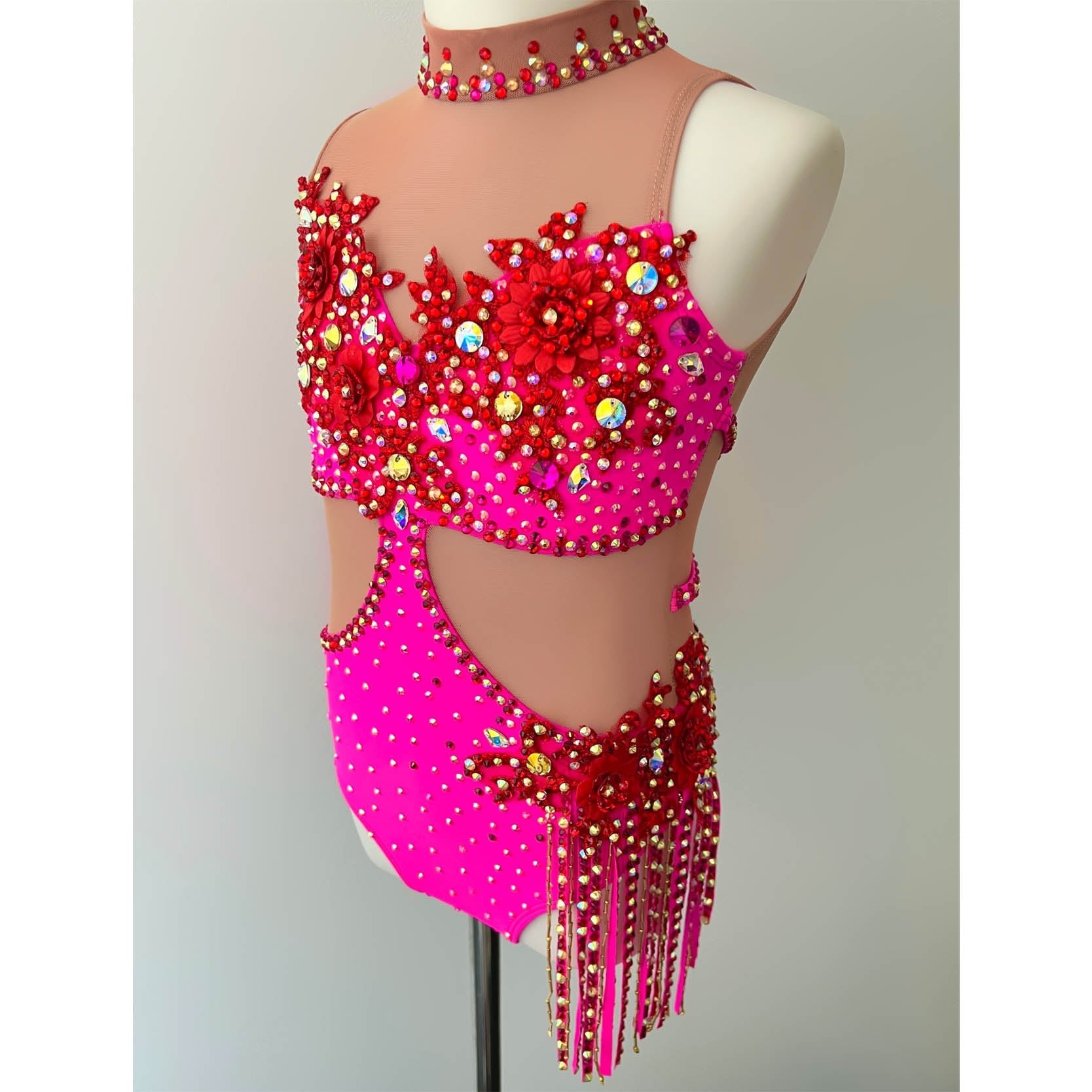 Child 6/8 | Pink & Red Jazz Dance Costume - Sparkle Worldwide