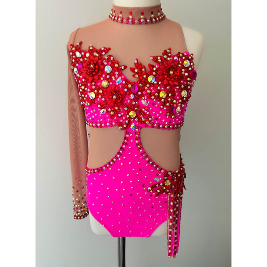 Child 6/8 | Pink & Red Jazz Dance Costume - Sparkle Worldwide