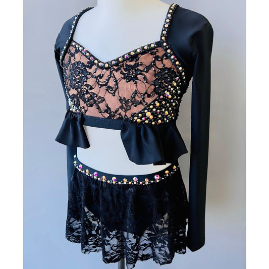 Child 8 | Black Lace Contemporary Dance Costume - Sparkle Worldwide