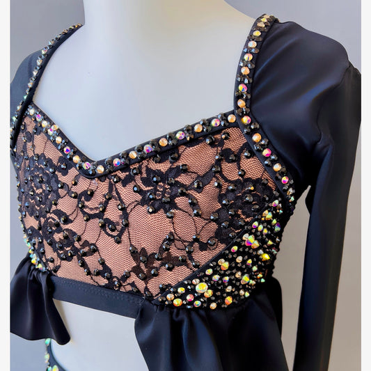 Child 8 | Black Lace Contemporary Dance Costume - Sparkle Worldwide