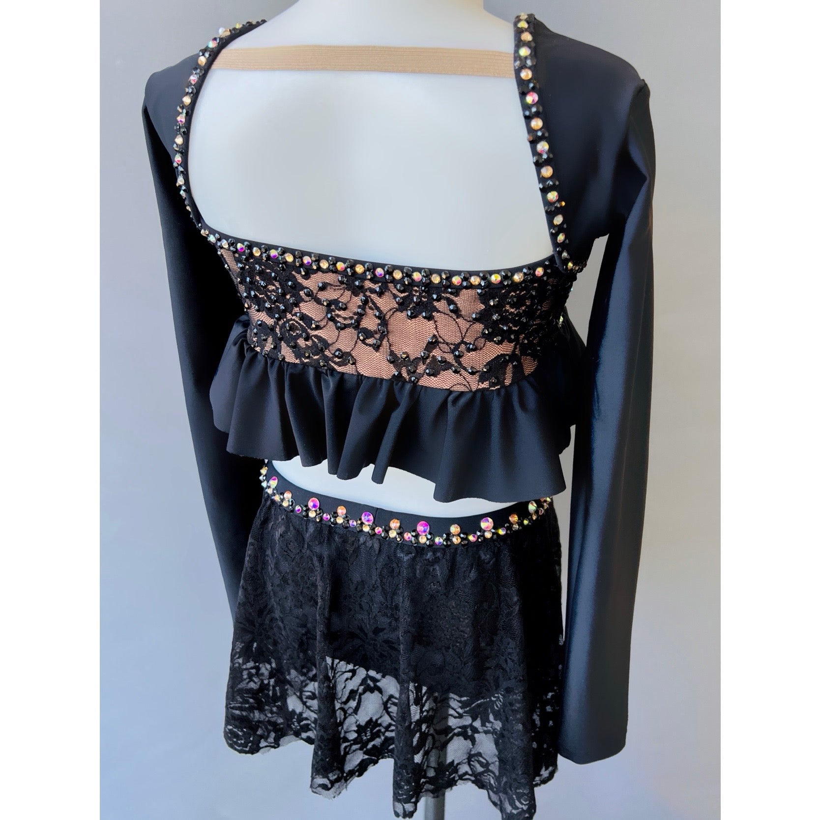 Child 8 | Black Lace Contemporary Dance Costume - Sparkle Worldwide