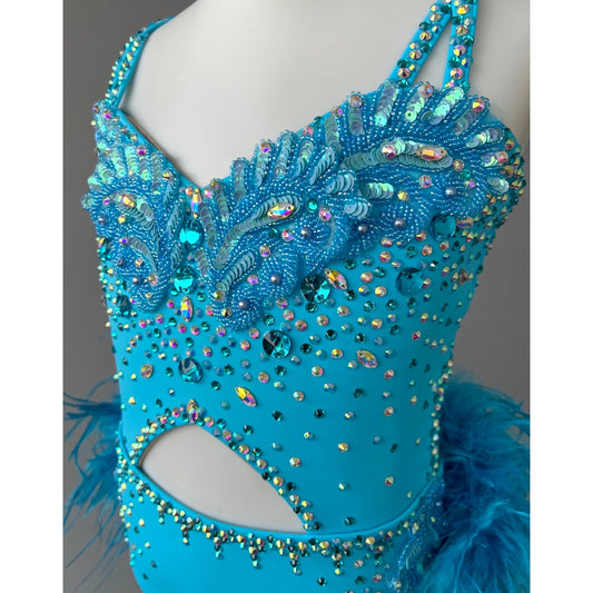 Child 8 | Blue Peacock Jazz Dance Costume - Sparkle Worldwide