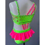 Child 8 | Neon Green & Pink Jazz Dance Costume - Sparkle Worldwide