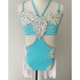 Child 8 | White Lace on Blue Lyrical Dance Costume - Sparkle Worldwide