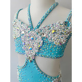 Child 8 | White Lace on Blue Lyrical Dance Costume - Sparkle Worldwide