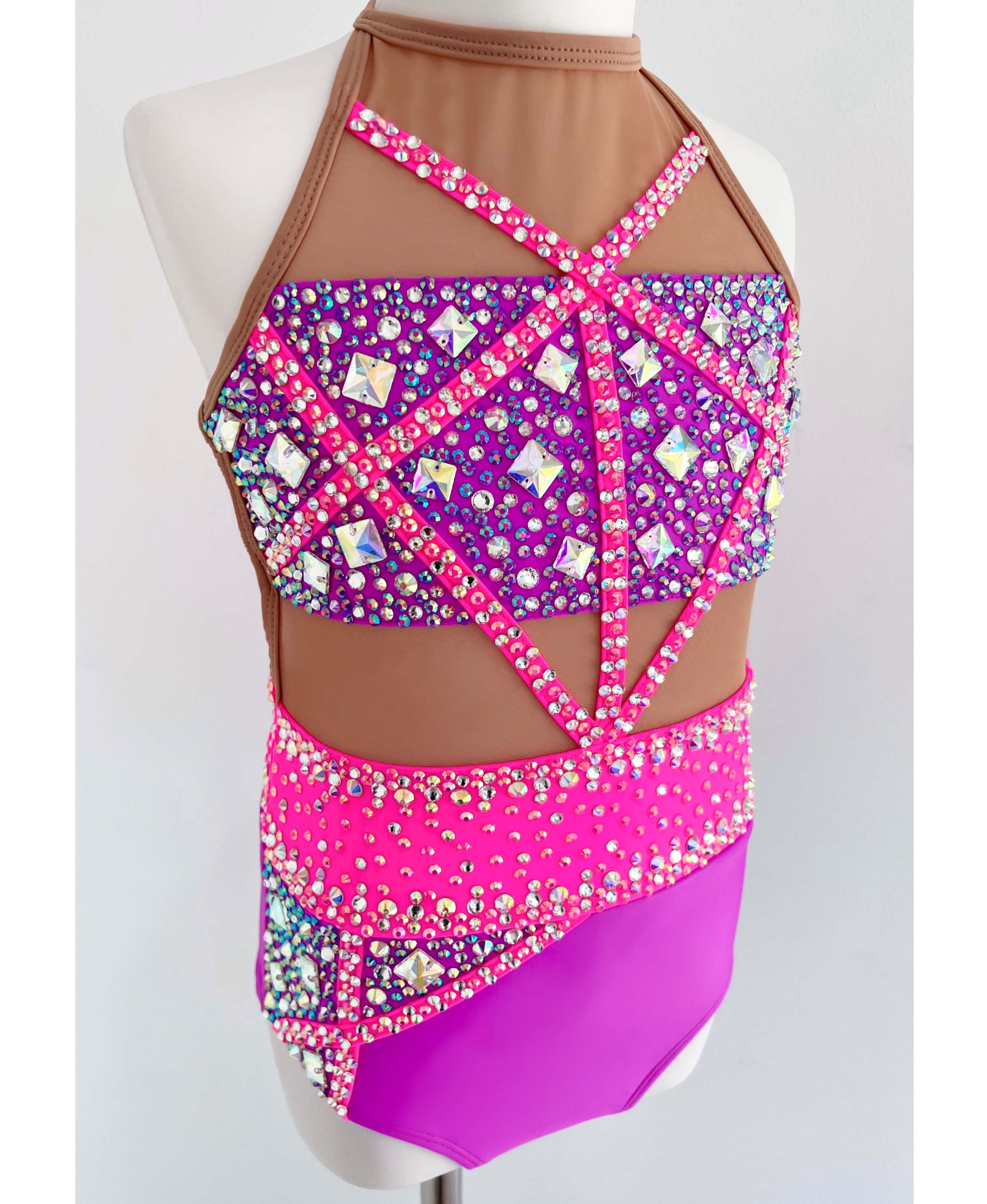 Size 10 | Pink & Purple Jazz Dance Costume - Sparkle Worldwide