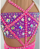 Size 10 | Pink & Purple Jazz Dance Costume - Sparkle Worldwide