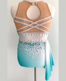 Size 10 | Teal & White Lyrical Dance Costume - Sparkle Worldwide