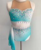 Size 10 | Teal & White Lyrical Dance Costume - Sparkle Worldwide