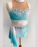 Size 10 | Teal & White Lyrical Dance Costume - Sparkle Worldwide