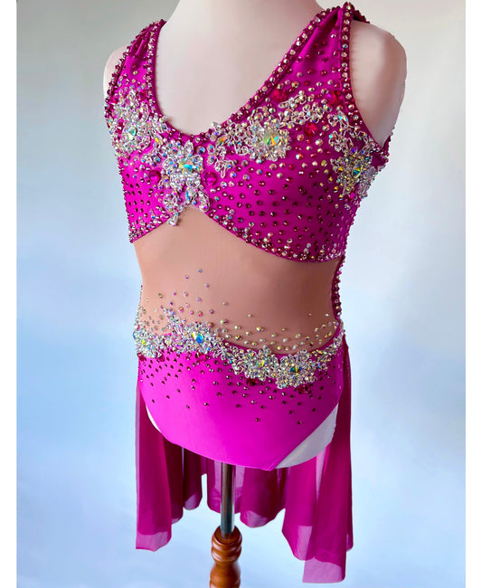 Size 12 | Fuchsia & White Lyrical Dance Costume - Sparkle Worldwide