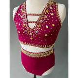 Size 12 | Gold Maroon Jazz Dance Costume - Sparkle Worldwide