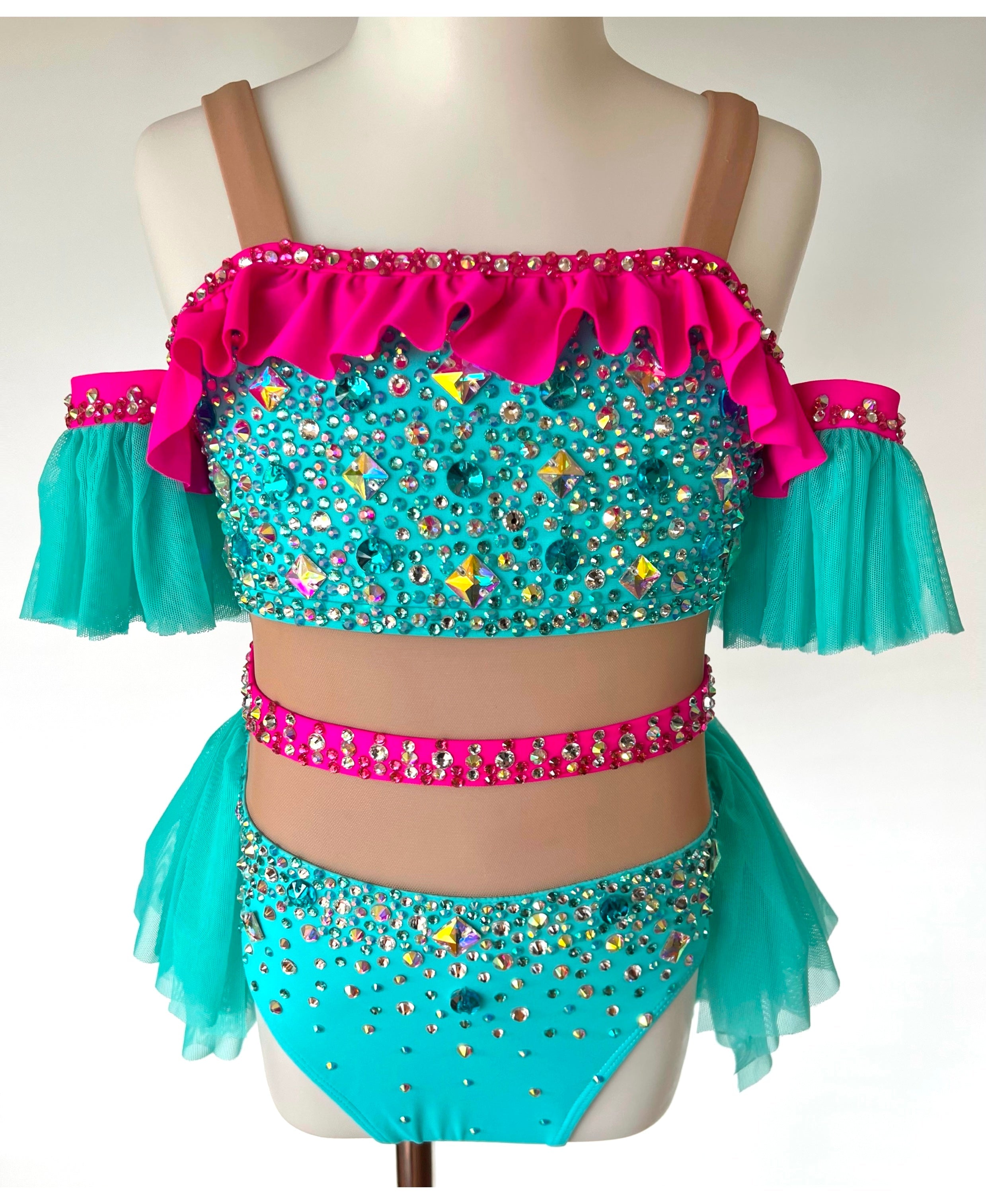 Size 6 | Blue & Pink Jazz Dance Costume - Sparkle Worldwide