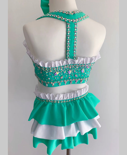 Size 6 | Mint & White Jazz Dance Costume - Sparkle Worldwide