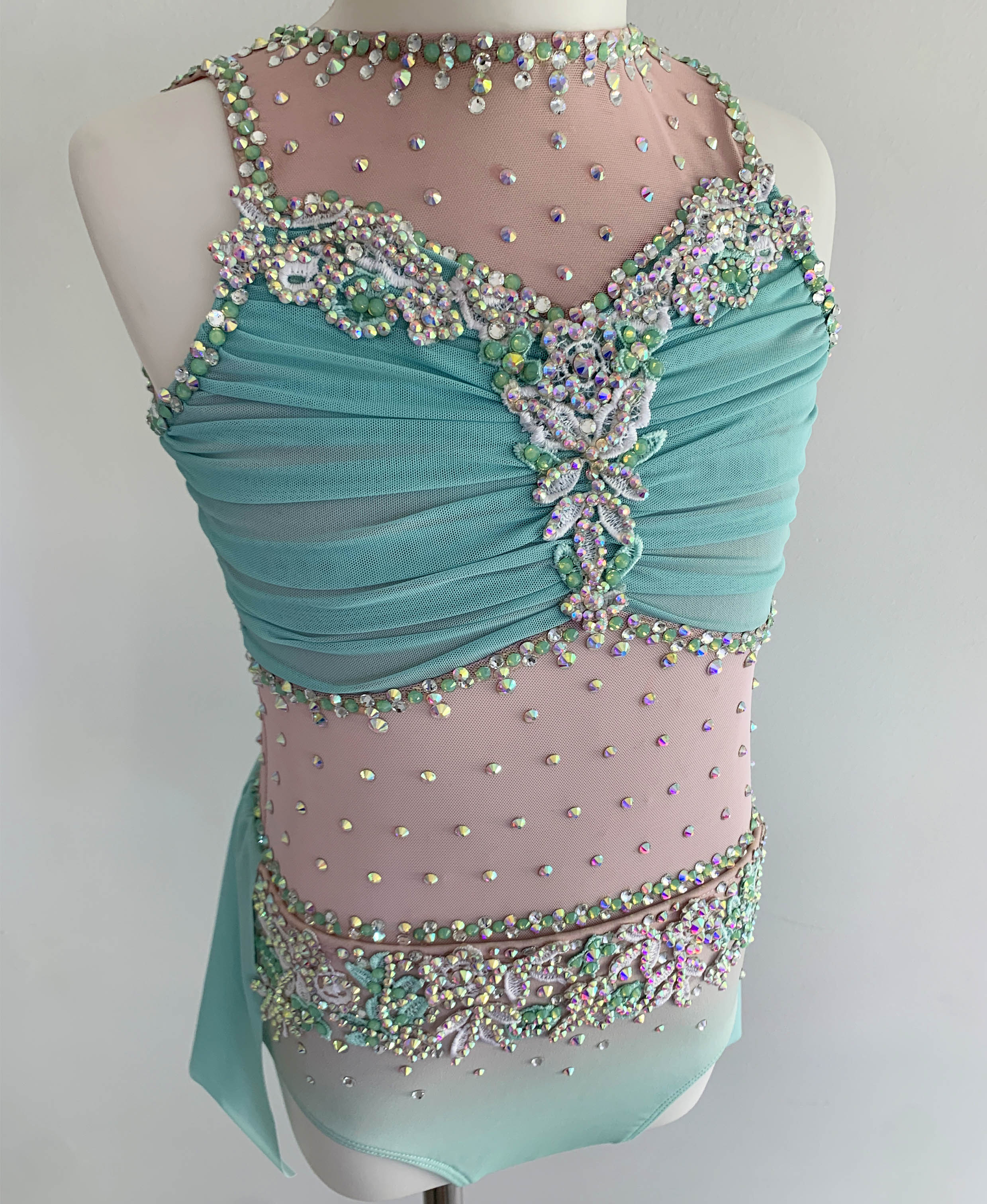 Size 8 | Mint & White Lyrical Dance Costume - Sparkle Worldwide