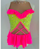 Size 8 | Neon Yellow & Pink Jazz Dance Costume - Sparkle Worldwide