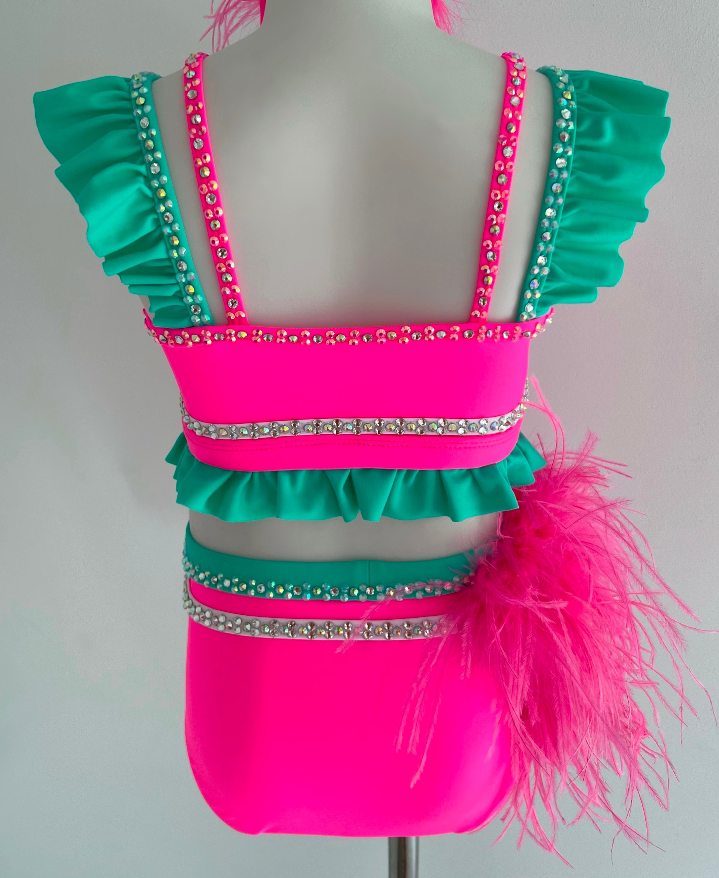 Size 8 | Pink & Mint Jazz Dance Costume - Sparkle Worldwide