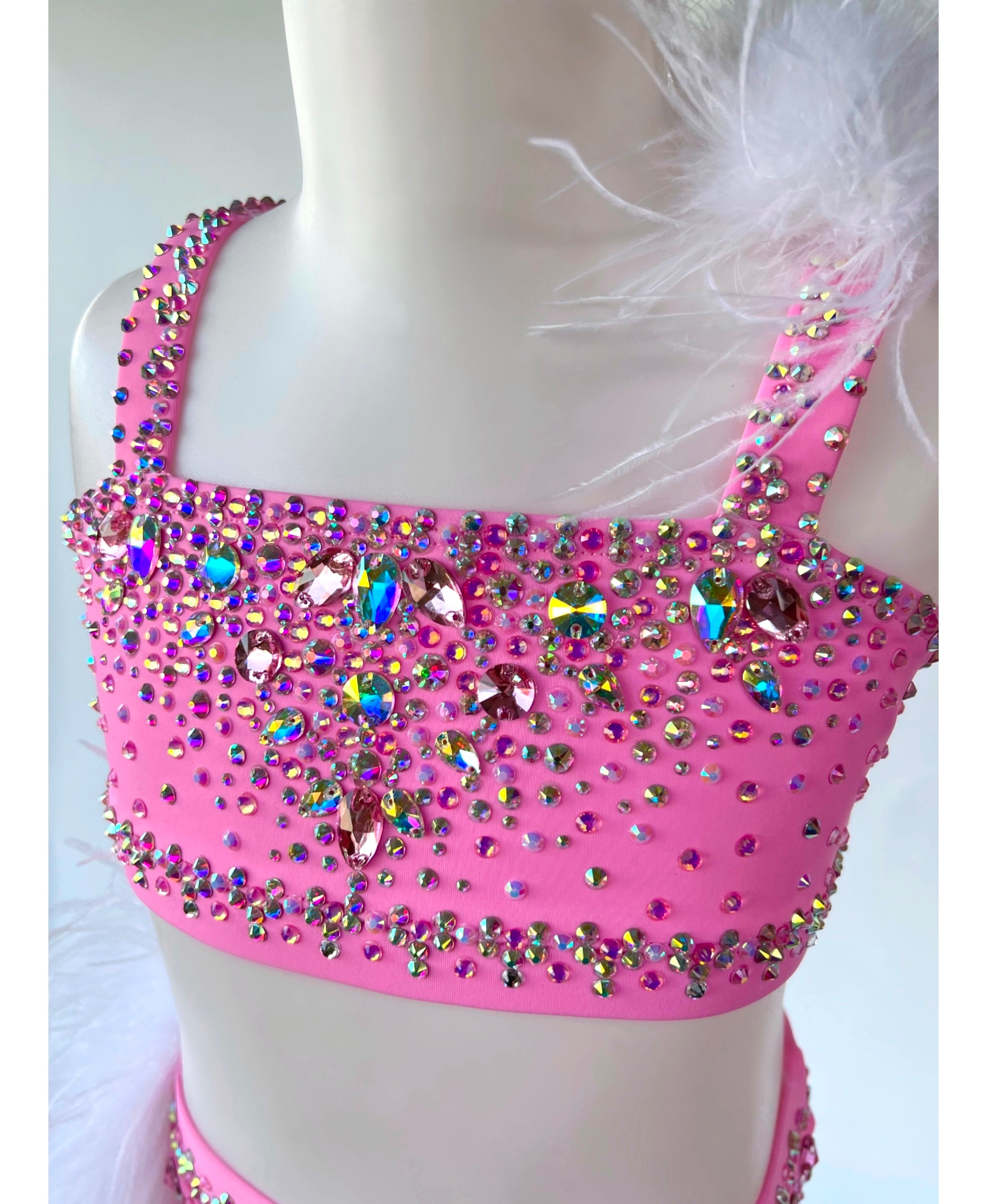 Size 8 | Pink & White Jazz Dance Costume - Sparkle Worldwide