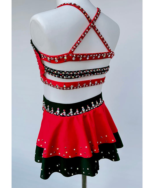 Size 8 | Red & Black Jazz Dance Costume - Sparkle Worldwide