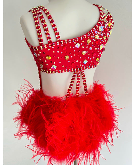 Size 8 | Red Jazz Dance Costume - Sparkle Worldwide