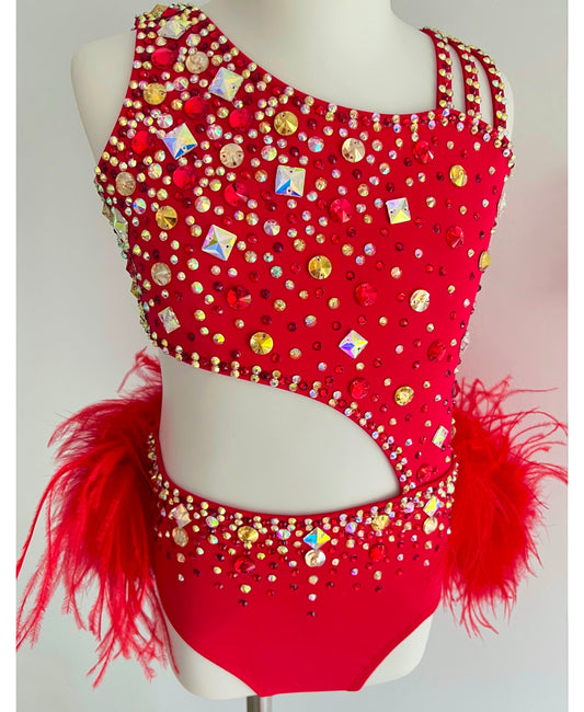 Size 8 | Red Jazz Dance Costume - Sparkle Worldwide